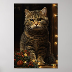 Cute Christmas Cat Poster