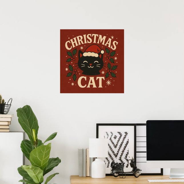 Cute Christmas cat Poster (Home Office)