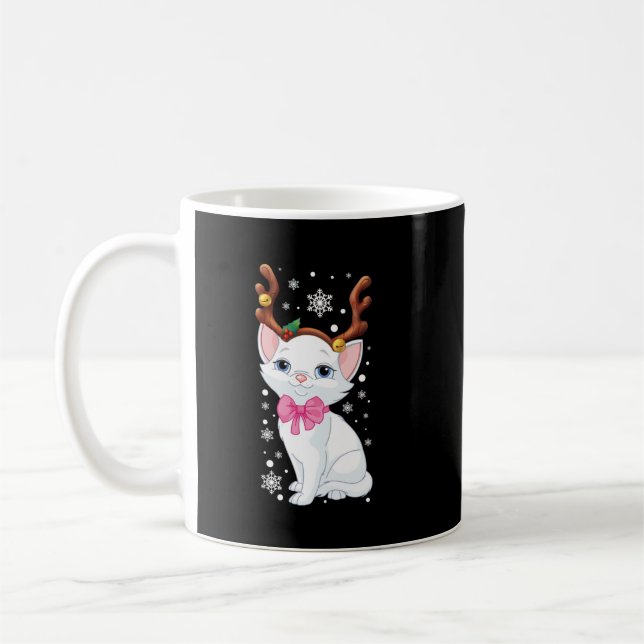 Cute Christmas Cat Reindeer Cat Lovers Funny Chris Coffee Mug (Left)