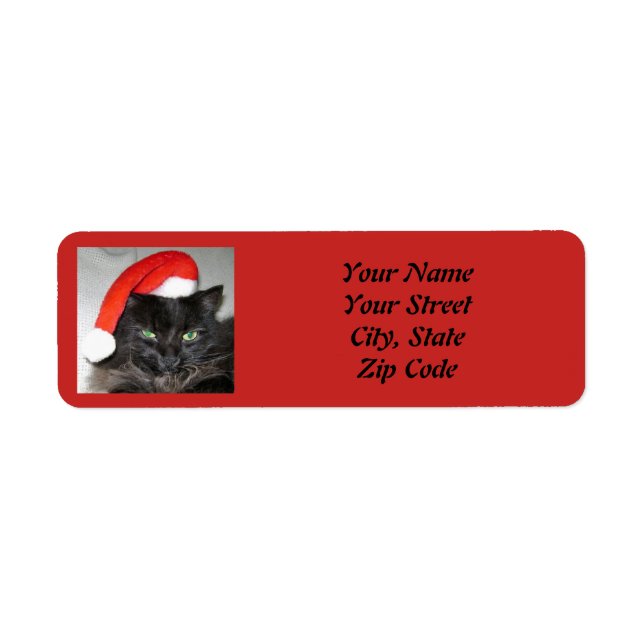 Cute Christmas Cat  Return Address Label (Front)