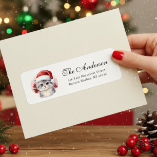 Cute Christmas Cat Return Address  Label