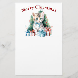 Cute Christmas Cat Stationery