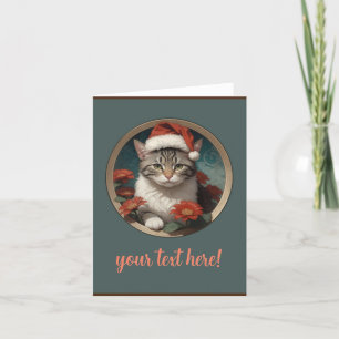 cute christmas cat thank you card