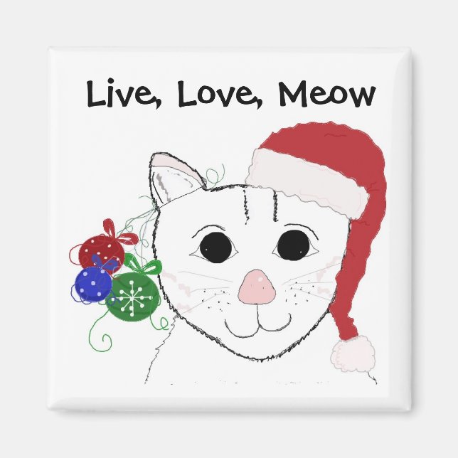 Cute Christmas Cat with Saying Magnet (Front)