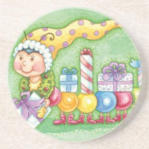 Cute Christmas Caterpillar Train with Presents Coaster