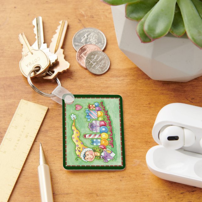 Cute Christmas Caterpillar Train with Presents Key Ring (Desk)