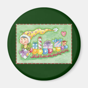 Cute Christmas Caterpillar Train with Presents Magnet