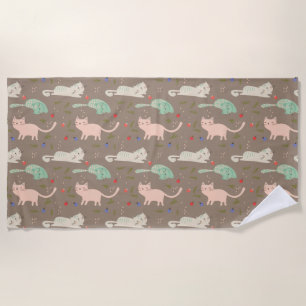 Cute Christmas Cats Beach Towel