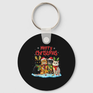Cute Christmas Cats Funny Xmas Holiday Kitten Love Key Ring