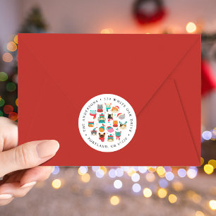 Cute Christmas Cats Holiday Return Address Labels