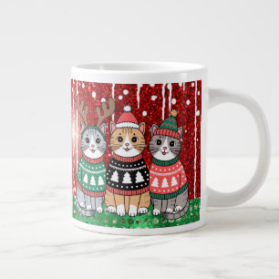 Cute Christmas Cats I love you Mom Large Coffee Mug