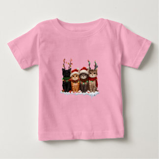 Cute Christmas Cats Illustration – Festive Kittens Baby T-Shirt