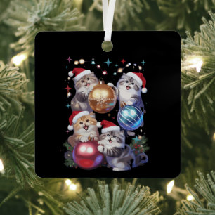 Cute Christmas Cats In Space Ornaments