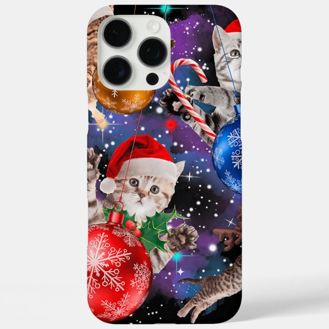 Cute Christmas Cats In Space Ornaments Case-Mate iPhone Case (Back)