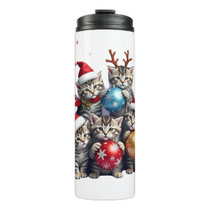 Cute Christmas Cats In Space Ornaments T-Shirt Thermal Tumbler