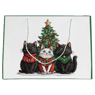 Cute Christmas Cats Large Gift Bag