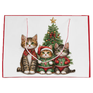 Cute Christmas Cats Large Gift Bag