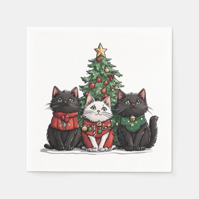 Cute Christmas Cats Napkin (Front)