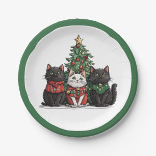 Cute Christmas Cats Paper Plate