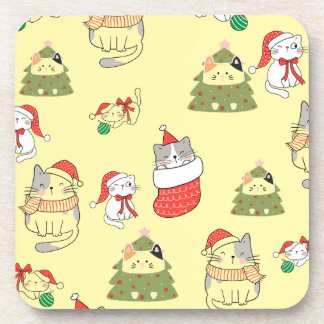 Cute Christmas Cats Pattern – Festive Holiday Desi Coaster