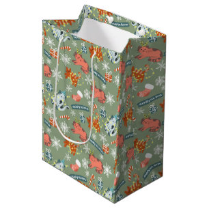 Cute Christmas Cats Pattern Medium Gift Bag