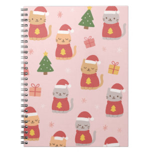 Cute Christmas Cats Pattern – Pink Holiday Design Notebook