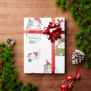 Cute Christmas Cats Pattern Wrapping Paper