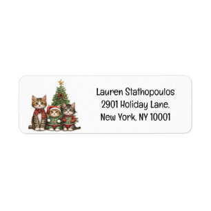 Cute Christmas Cats Return Address Label