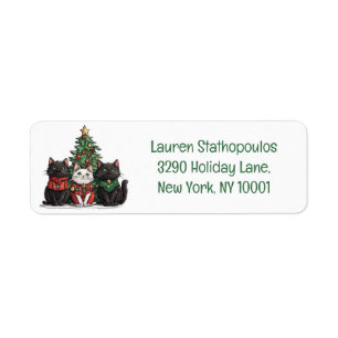 Cute Christmas Cats Return Address Label
