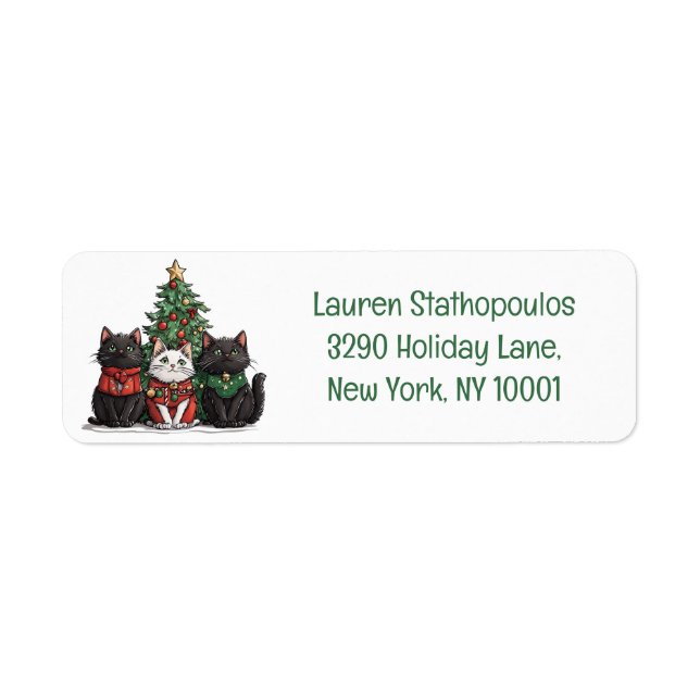 Cute Christmas Cats Return Address Label (Front)