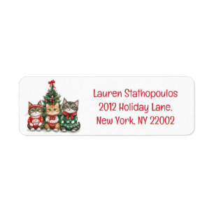 Cute Christmas Cats Return Address Label