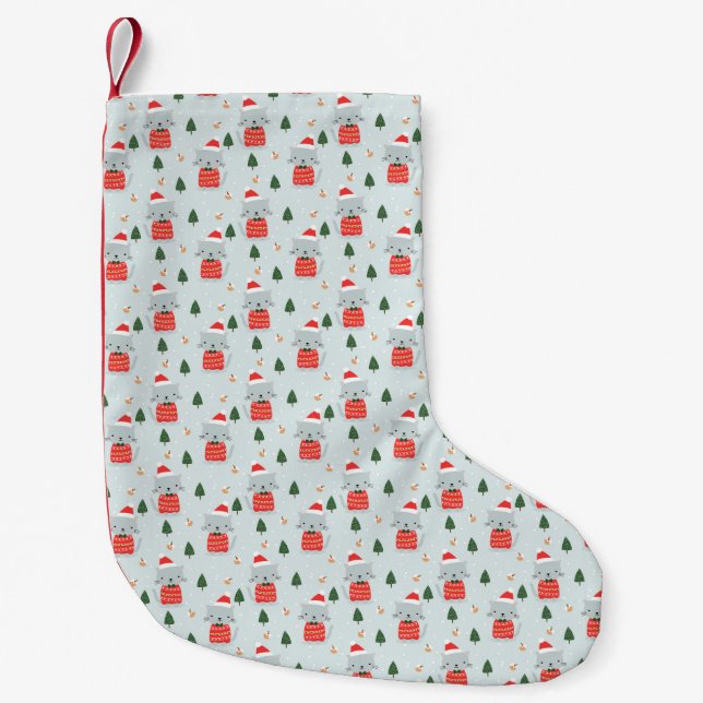 Cute Christmas Cats Small Christmas Stocking (Front)