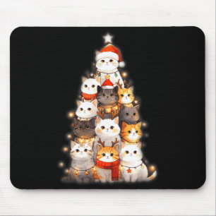 Cute Christmas Cats Tree Lights Holiday Kittens Il Mouse Pad