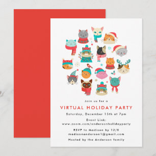 Cute Christmas Cats Virtual Holiday Party Invitation