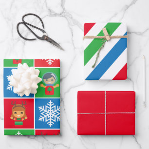 Cute Christmas Characters Wrapping Paper Sheets