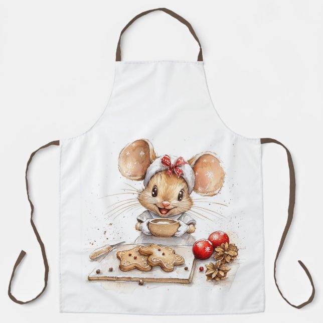 Cute Christmas Chef Mouse Apron (Front)