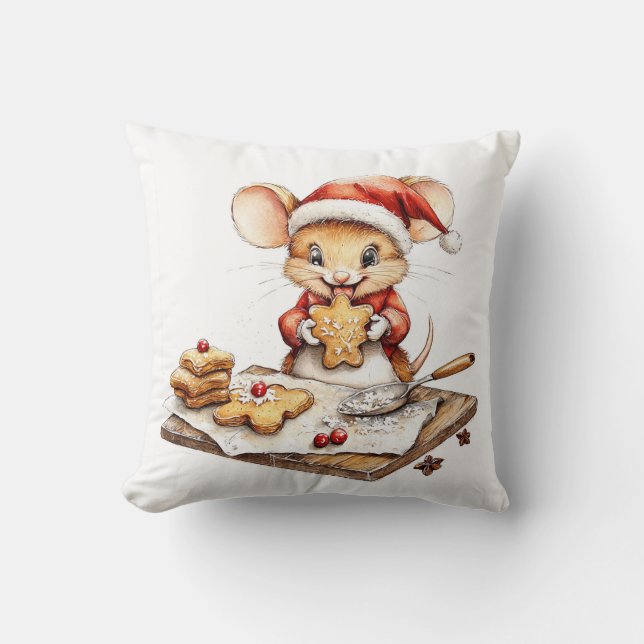 Cute Christmas Chef Mouse Cushion (Front)