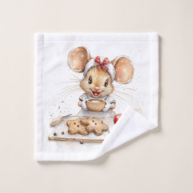 Cute Christmas Chef Mouse Wash Cloth (Wash Cloth)