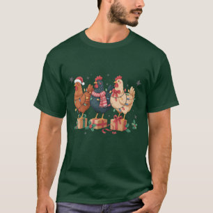 Cute Christmas Chickens Funny Holiday Farm T-Shirt