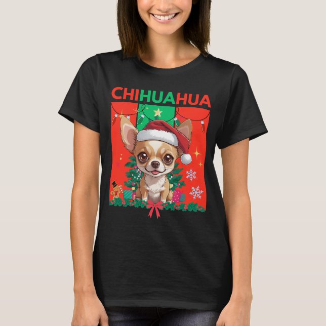 Cute Christmas Chihuahua | Festive Holiday Dog T-Shirt (Front)