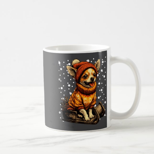 Cute Christmas Chihuahua Sledding In Snow Funny Wi Coffee Mug (Right)