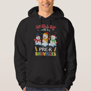 Cute Christmas Chillin' With My Pre-K Snowmies Tea Hoodie