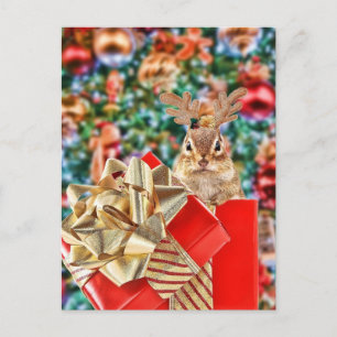 Cute Christmas Chipmunk Holiday Postcard