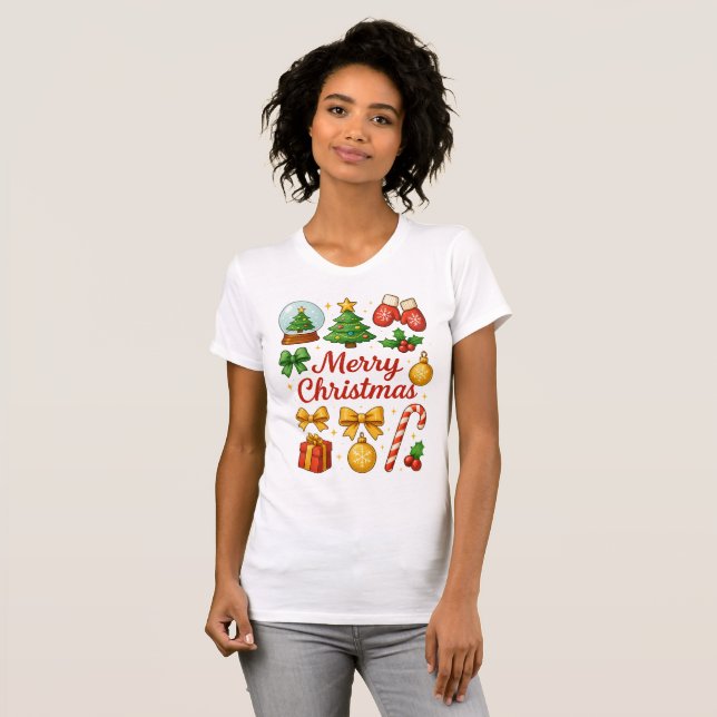 Cute Christmas Clipart Family Tee Gift (Front Full)