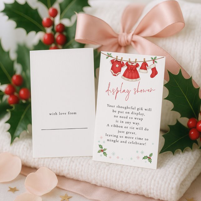 Cute Christmas Clothesline Display Baby Shower Enclosure Card (Creator Uploaded)