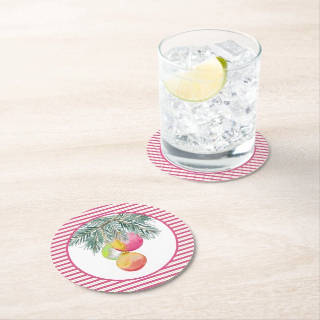 Cute Christmas Coasters Pink and Green (Insitu)
