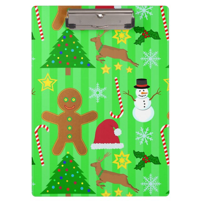 Cute Christmas Collage Holiday Pattern Clipboard (Front)