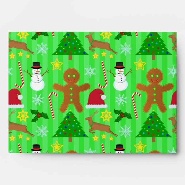 Cute Christmas Collage Holiday Pattern Envelopes (Front)