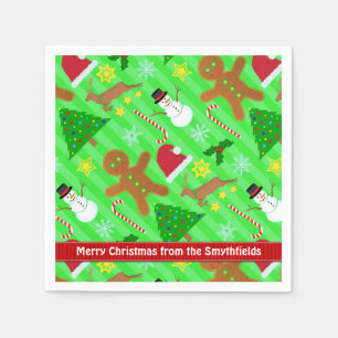Cute Christmas Collage Holiday Pattern Napkin