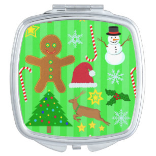 Cute Christmas Collage Holiday Pattern Travel Mirror